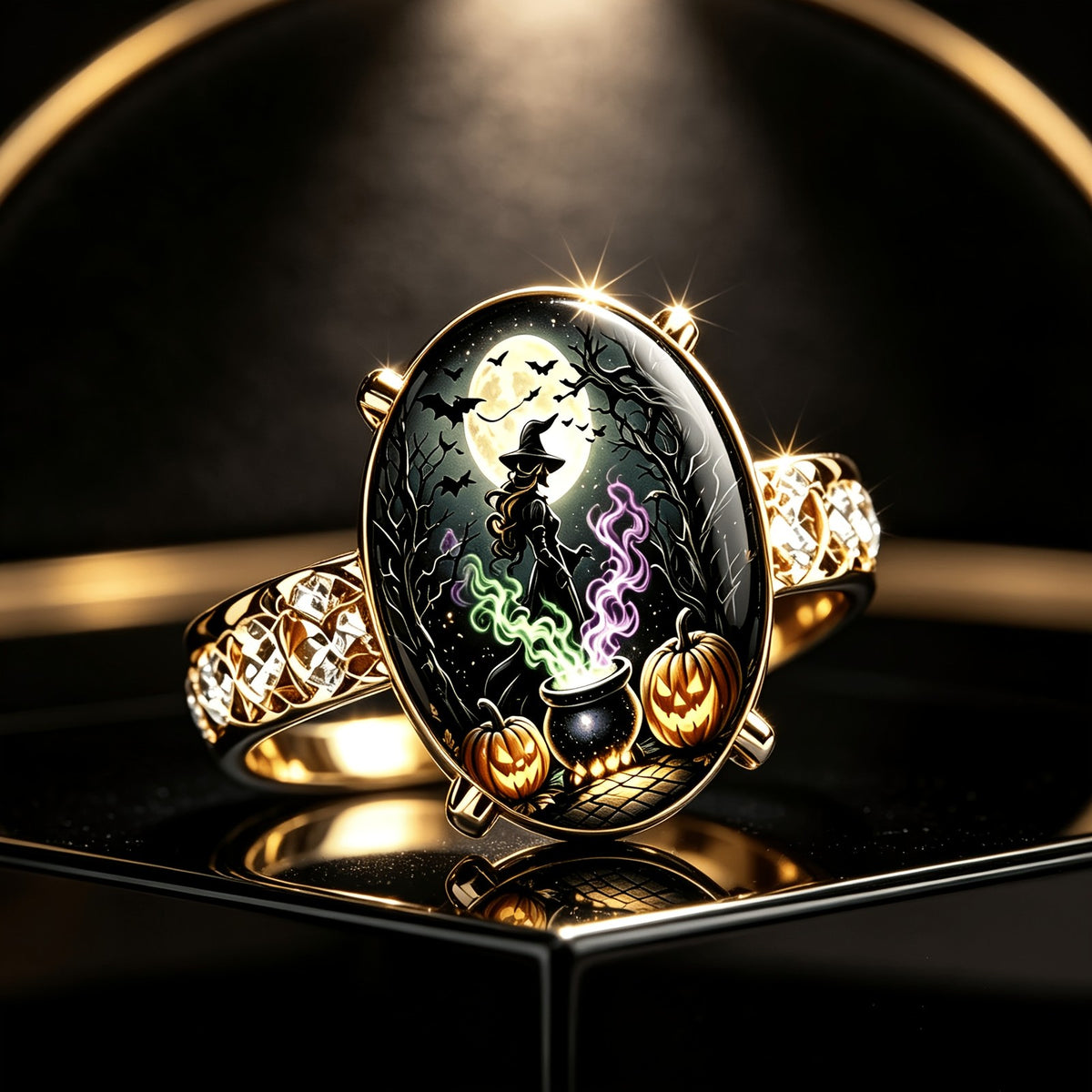 Witch & Cauldron Oval Ring