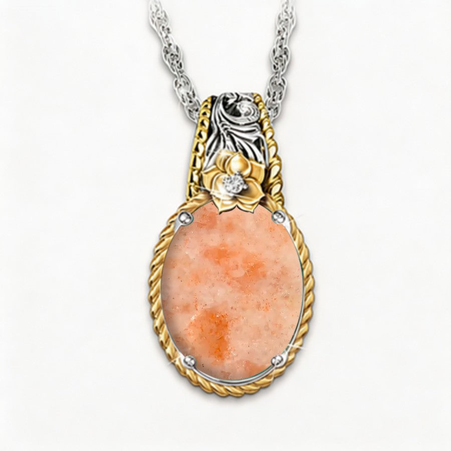 Peach Stone Floral Pendant Necklace
