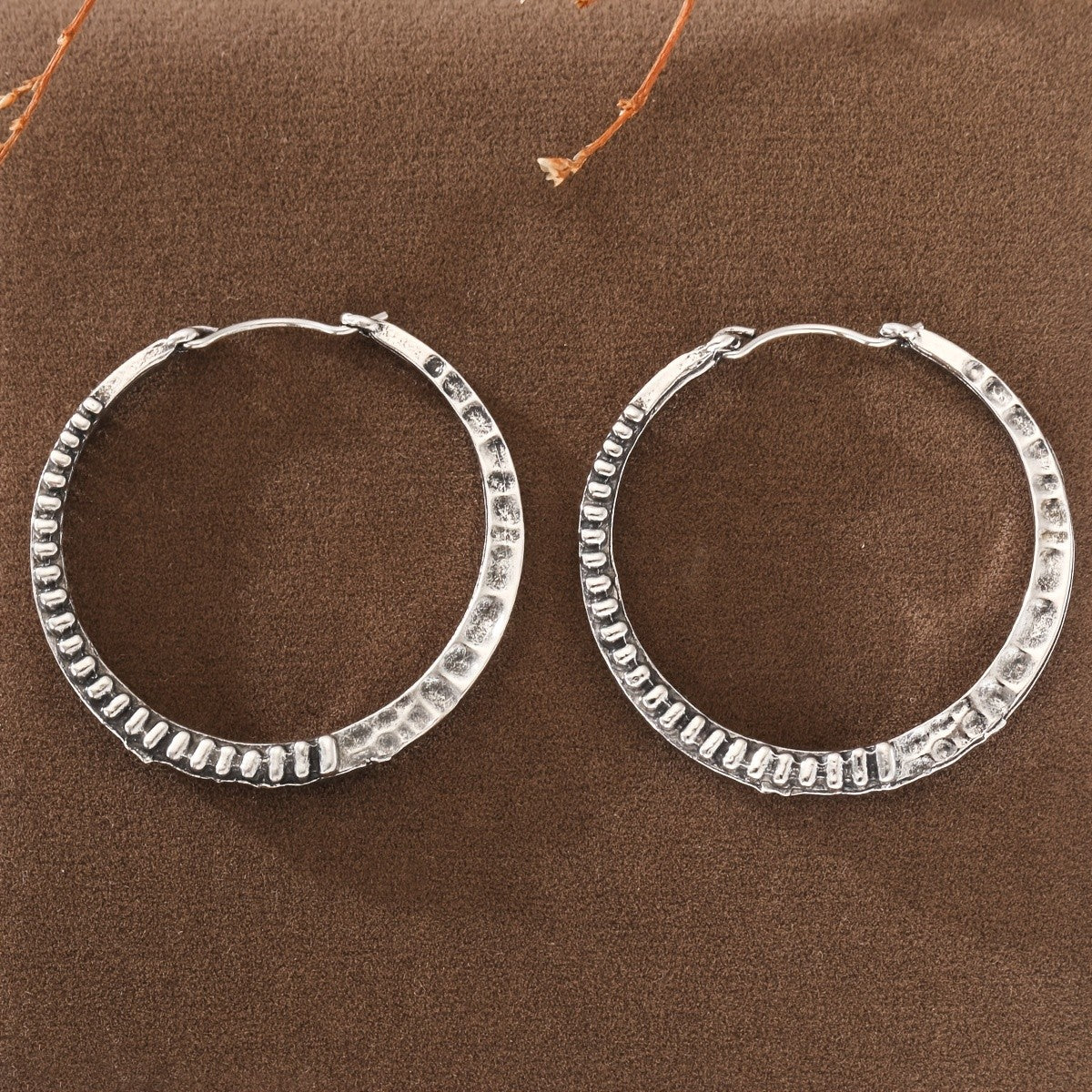 Hammered Texture Hoop Earrings