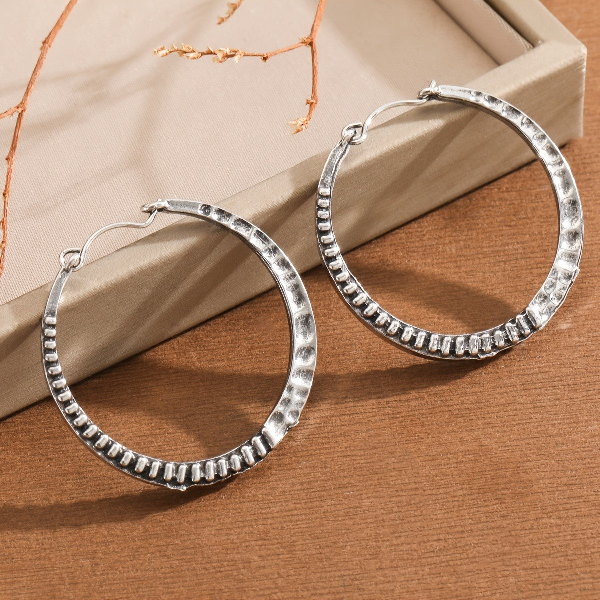 Hammered Texture Hoop Earrings
