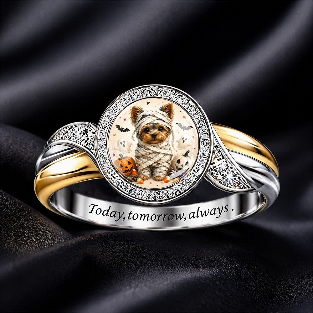 Yorkie Halloween Statement Ring
