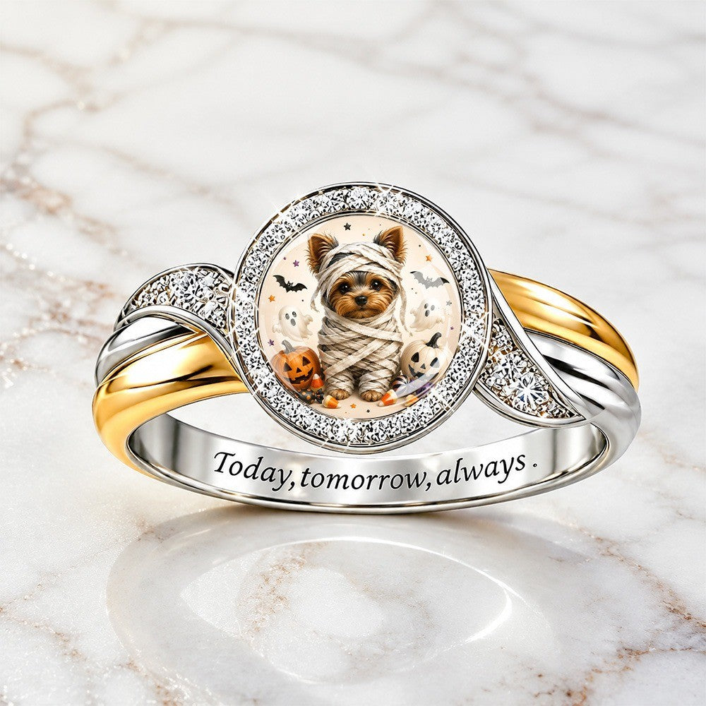 Yorkie Halloween Statement Ring