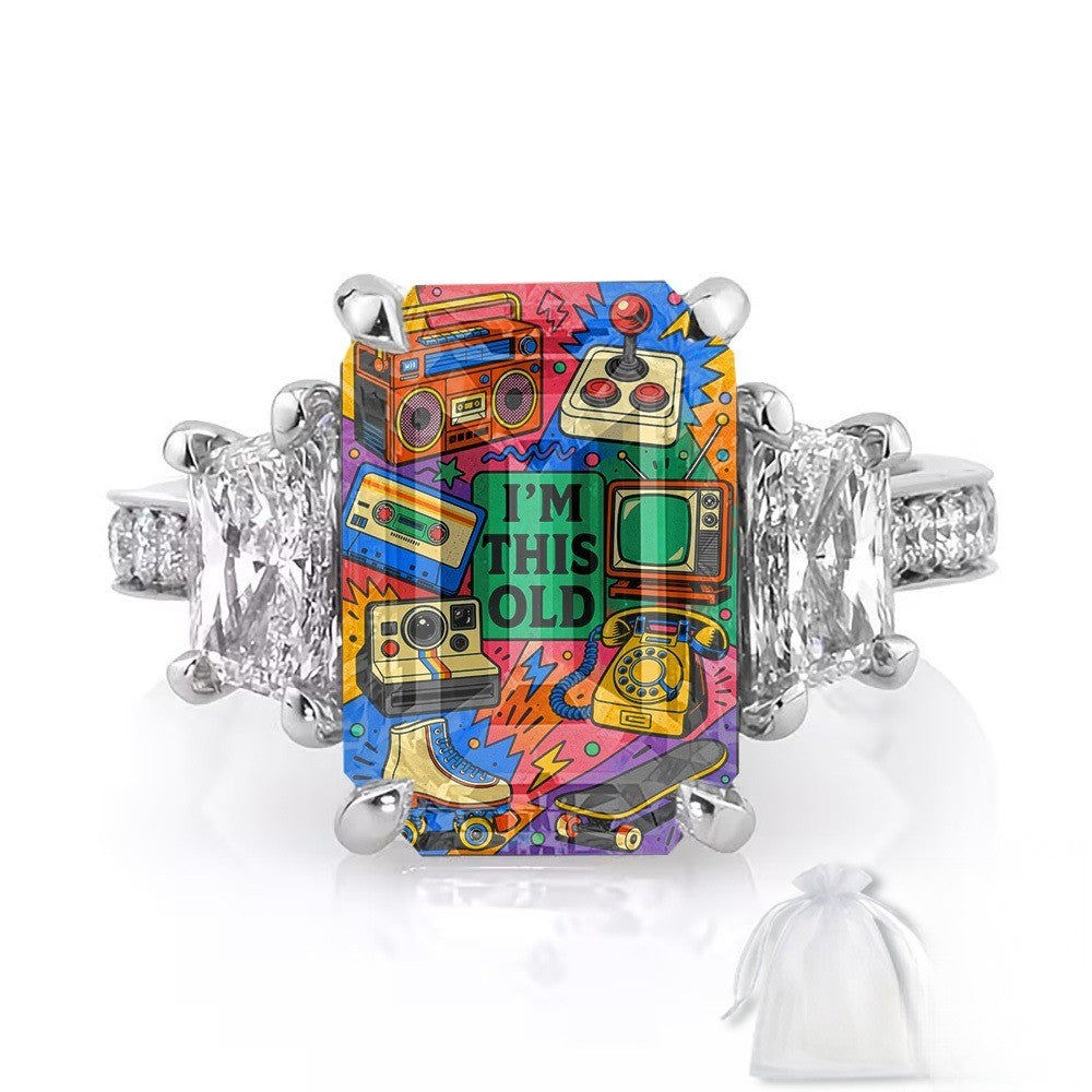 Retro Pop Art Square Ring