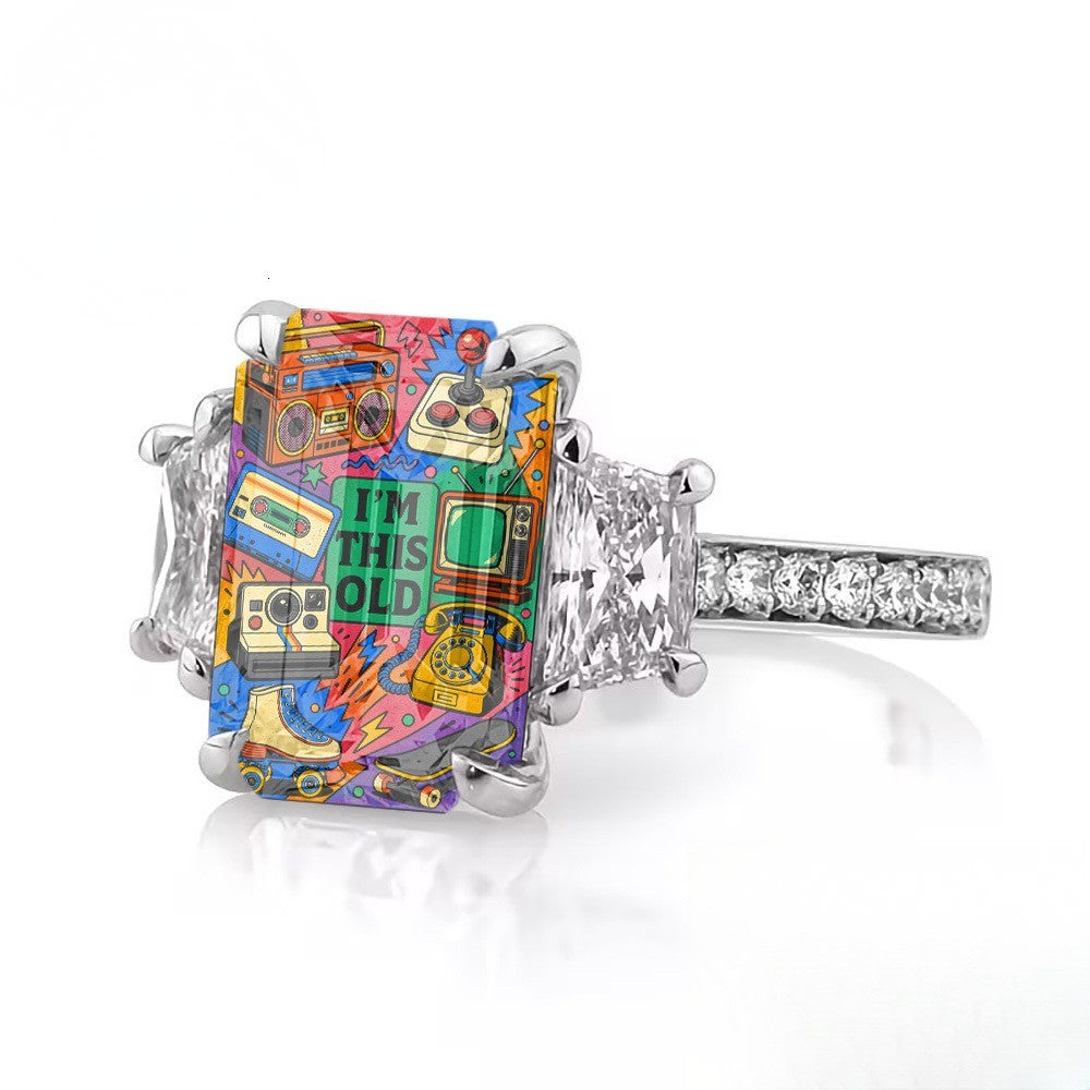 Retro Pop Art Square Ring