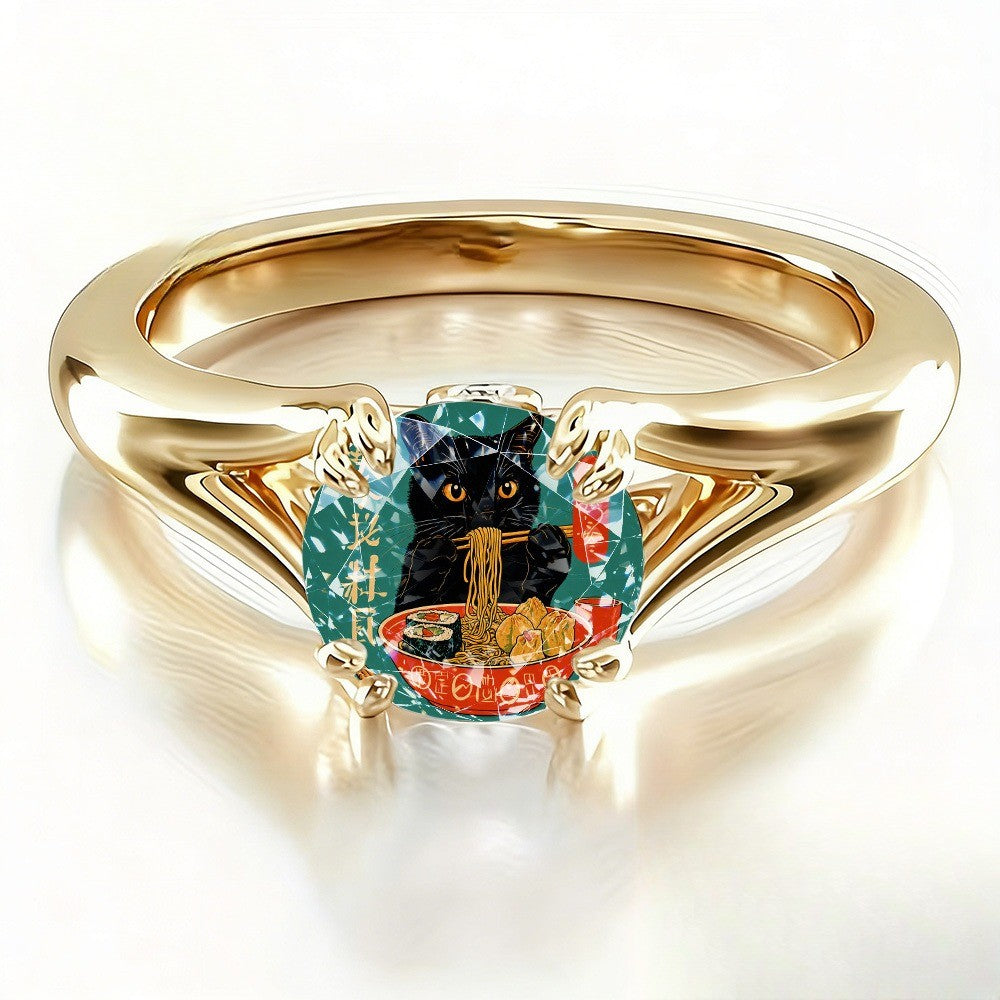 Black Cat Noodle Bowl Ring
