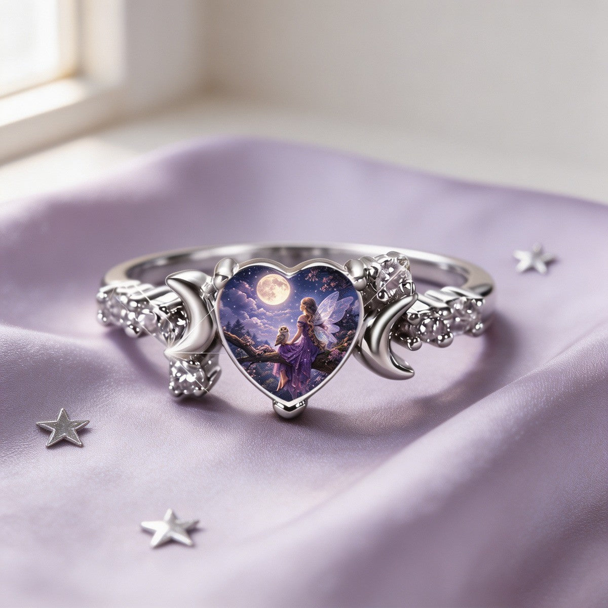 Moon Fairy Heart Ring