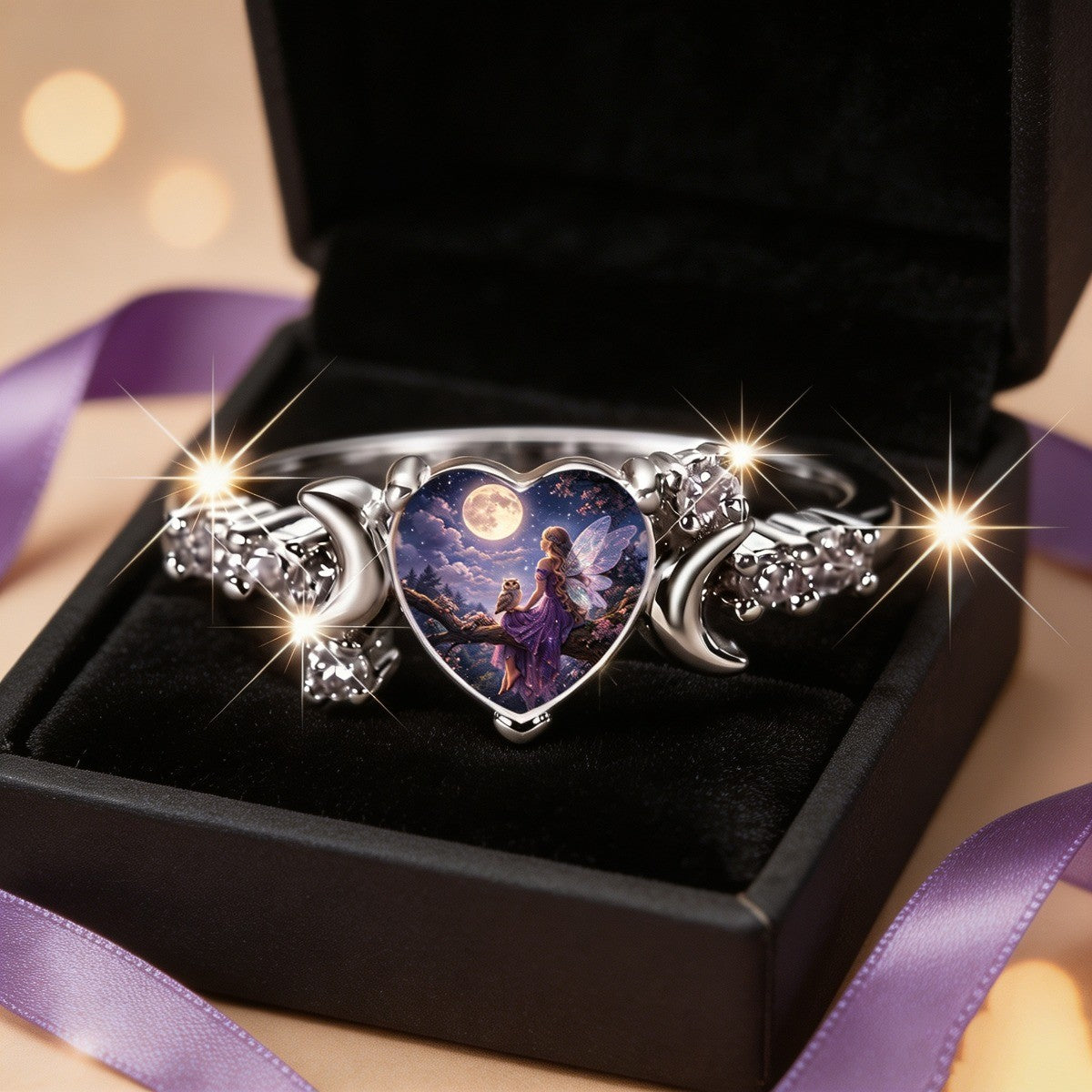 Moon Fairy Heart Ring