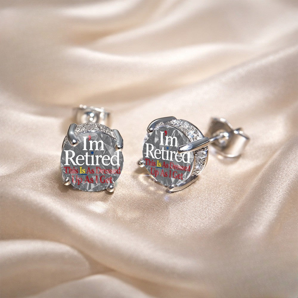 I'm Retired Crystal Stud Earrings