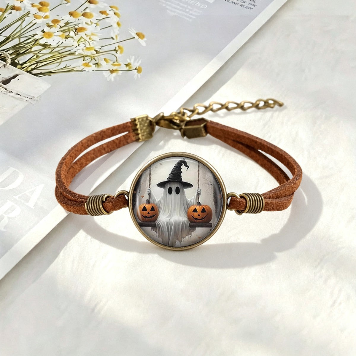 Ghost & Pumpkin Round Bracelet