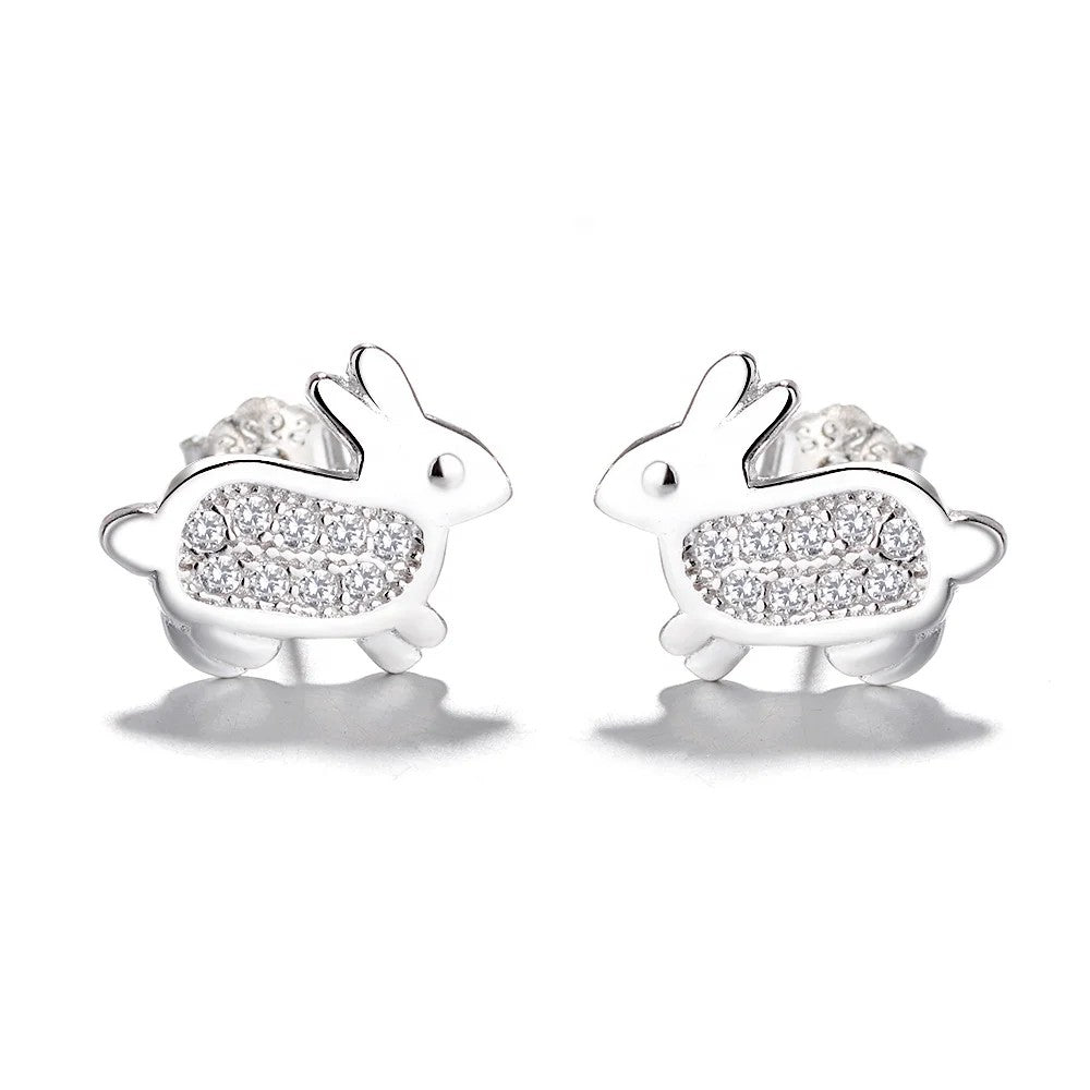 Crystal Cat Silhouette Stud Earrings