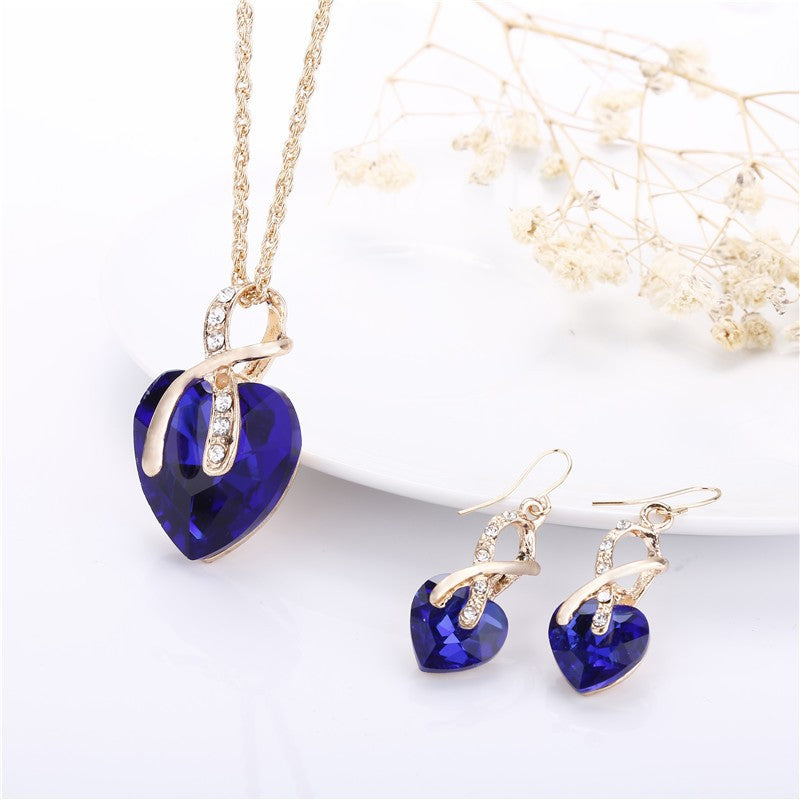 Crystal Ribbon Heart Jewelry Set