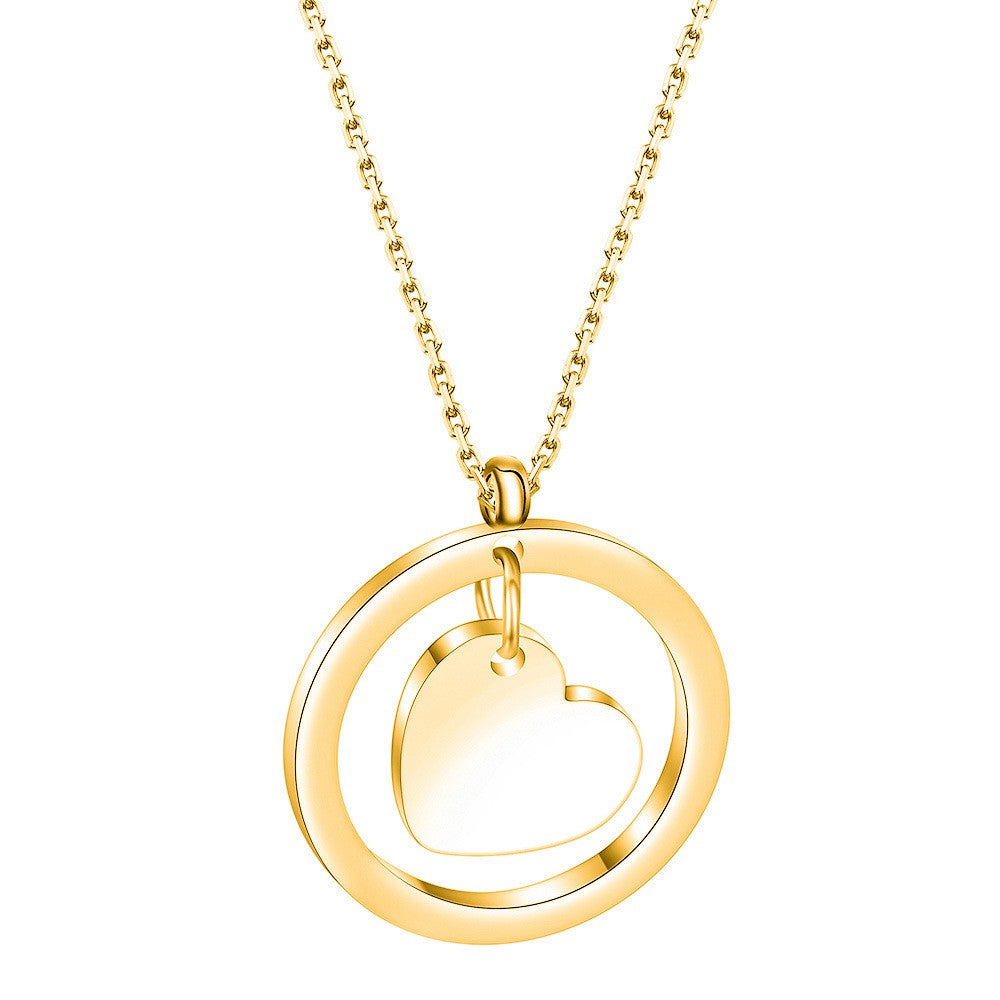 Circle Frame Heart Pendant Necklace