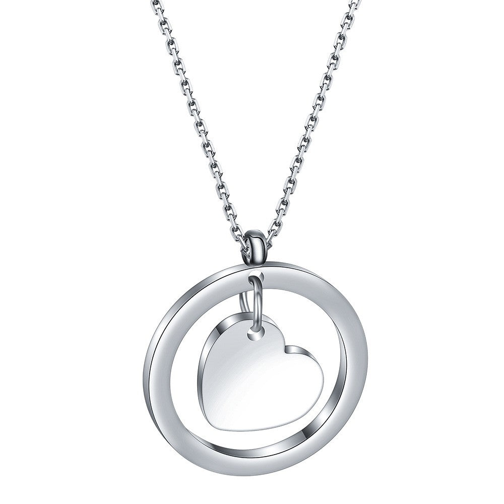 Circle Frame Heart Pendant Necklace
