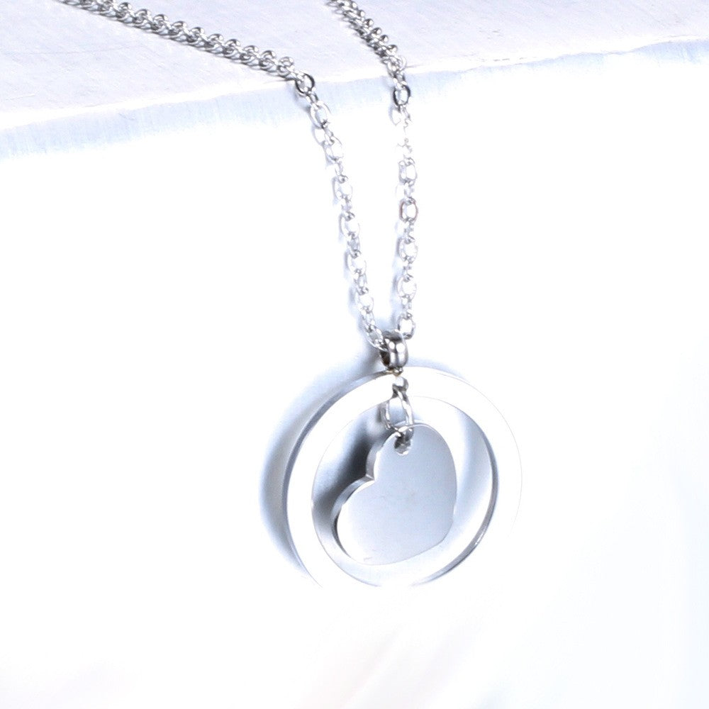Circle Frame Heart Pendant Necklace