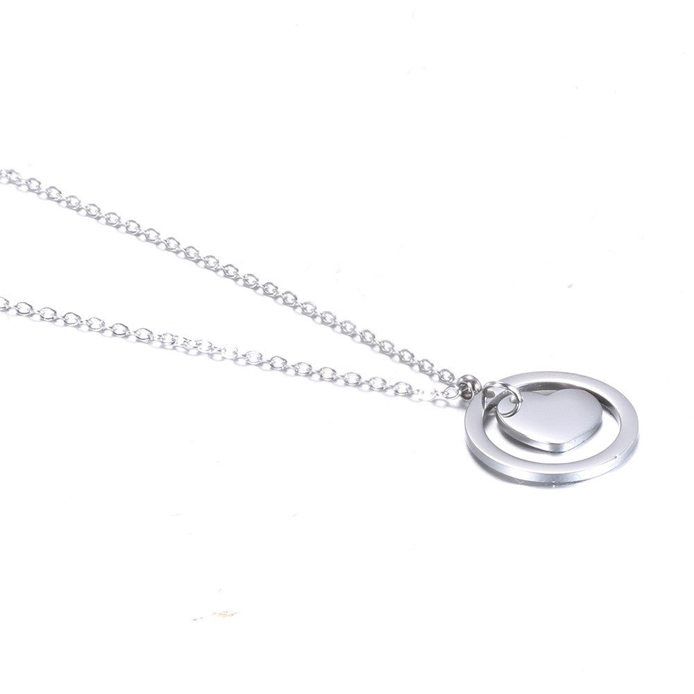 Circle Frame Heart Pendant Necklace
