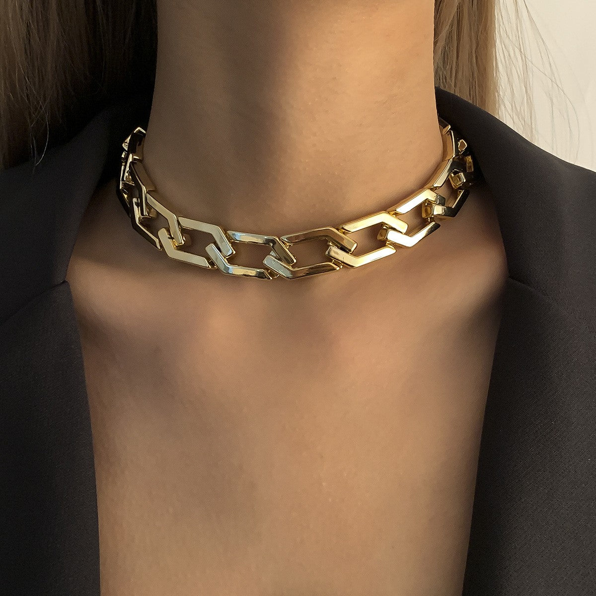 Chunky Hexagonal Link Necklace