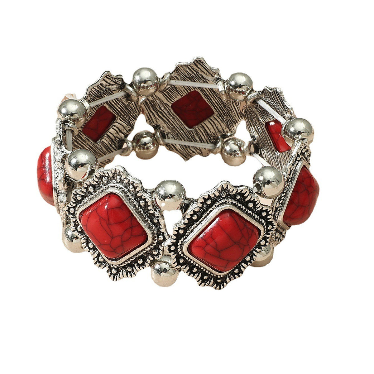 Ornate Square Stone Link Bracelet