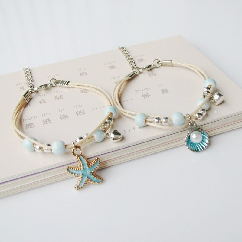 Starfish & Shell Cord Bracelet Set