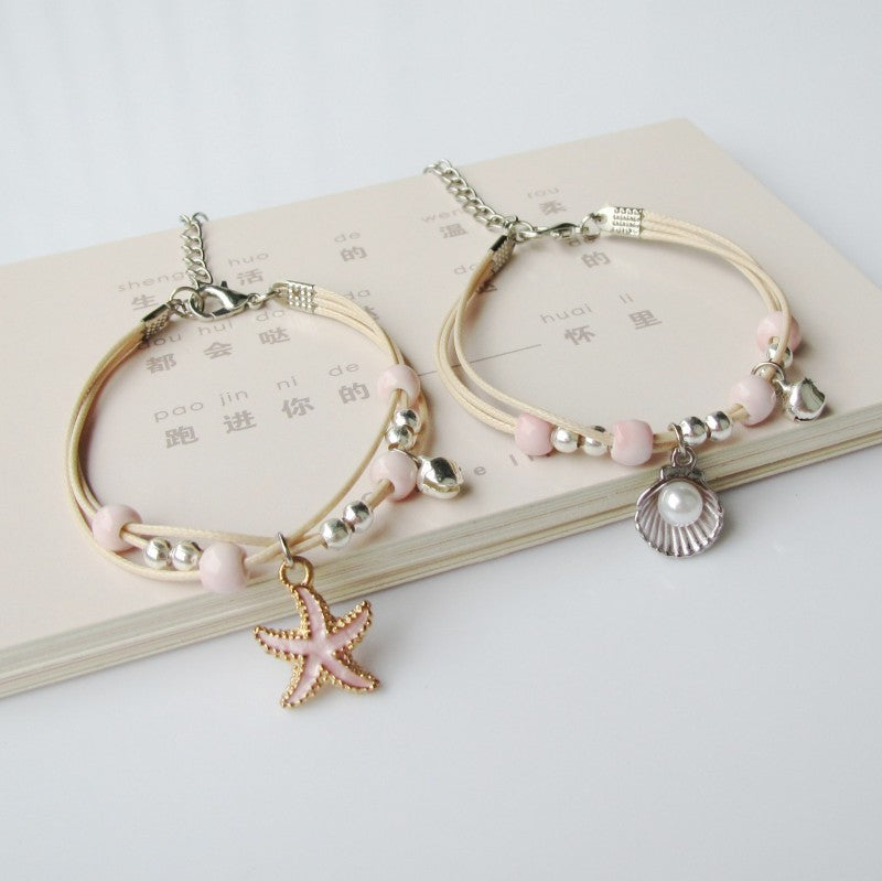 Starfish & Shell Cord Bracelet Set
