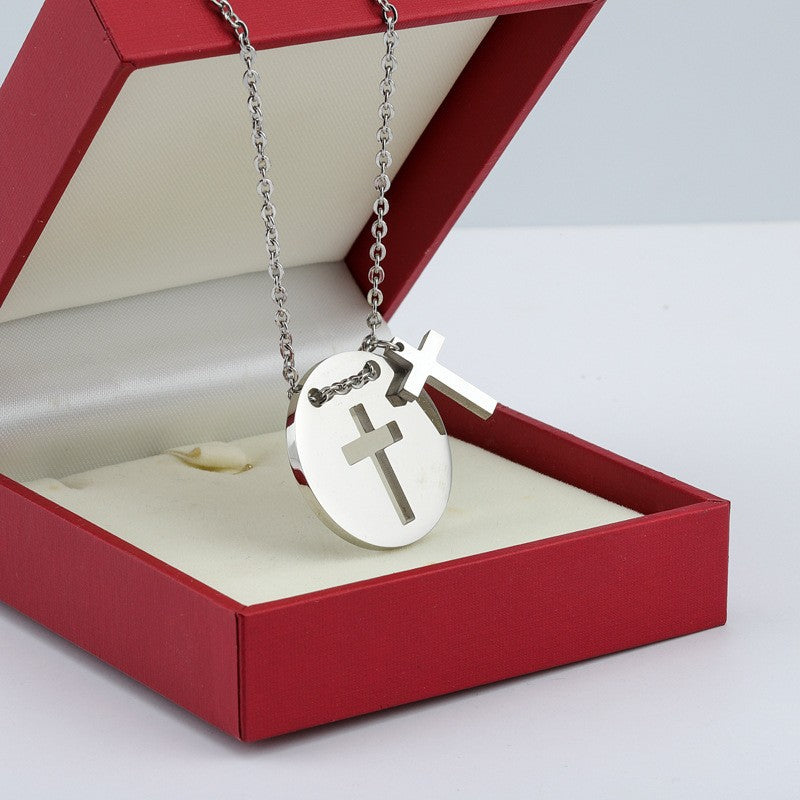Round Cross Cutout Necklace