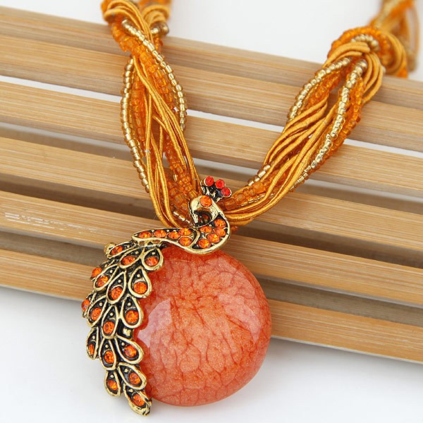 Peacock Stone Pendant Necklace