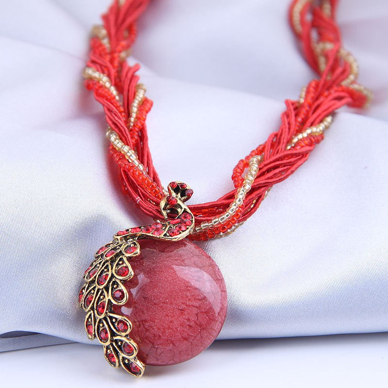Peacock Stone Pendant Necklace