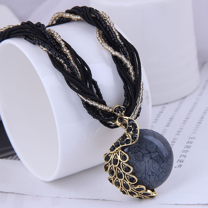 Peacock Stone Pendant Necklace