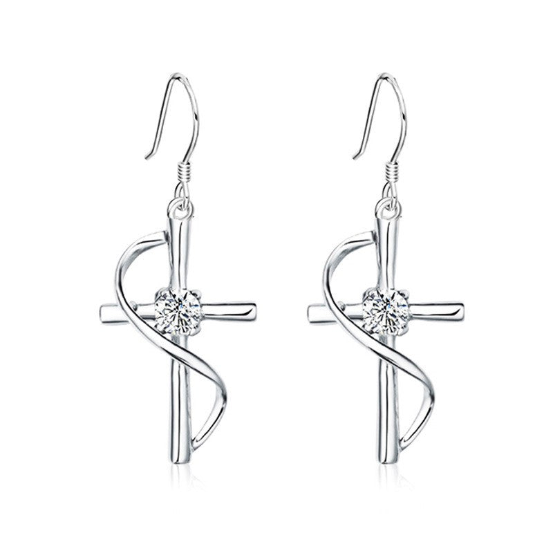 Rhinestone Infinity Cross Necklace & Earrings Set