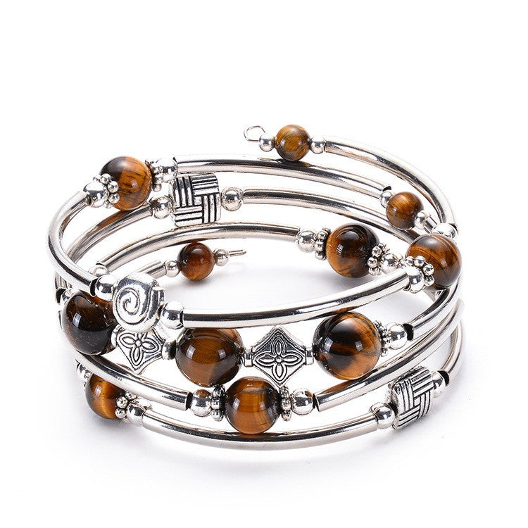 Geometric Charm Multi-Strand Bead Bracelet