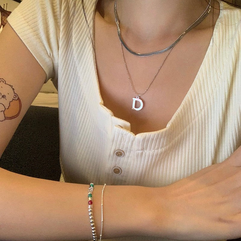 Letter & Bead Layered Necklace