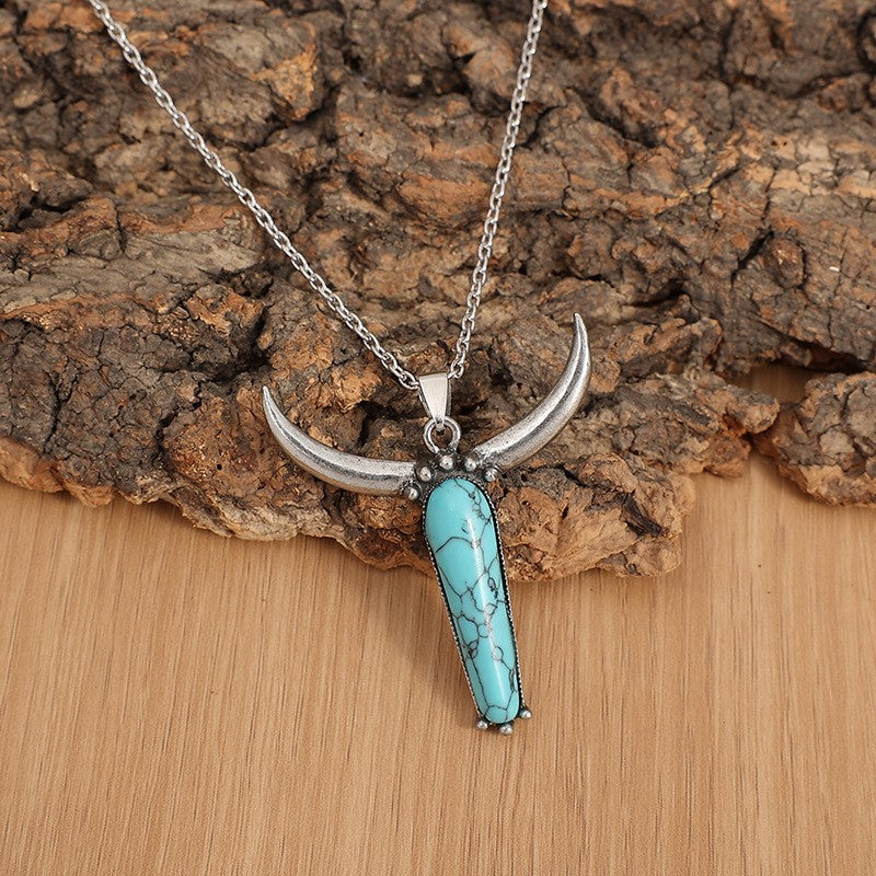 Turquoise Horn Pendant Necklace