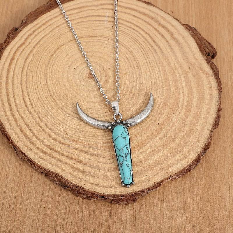 Turquoise Horn Pendant Necklace