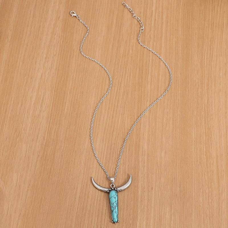 Turquoise Horn Pendant Necklace