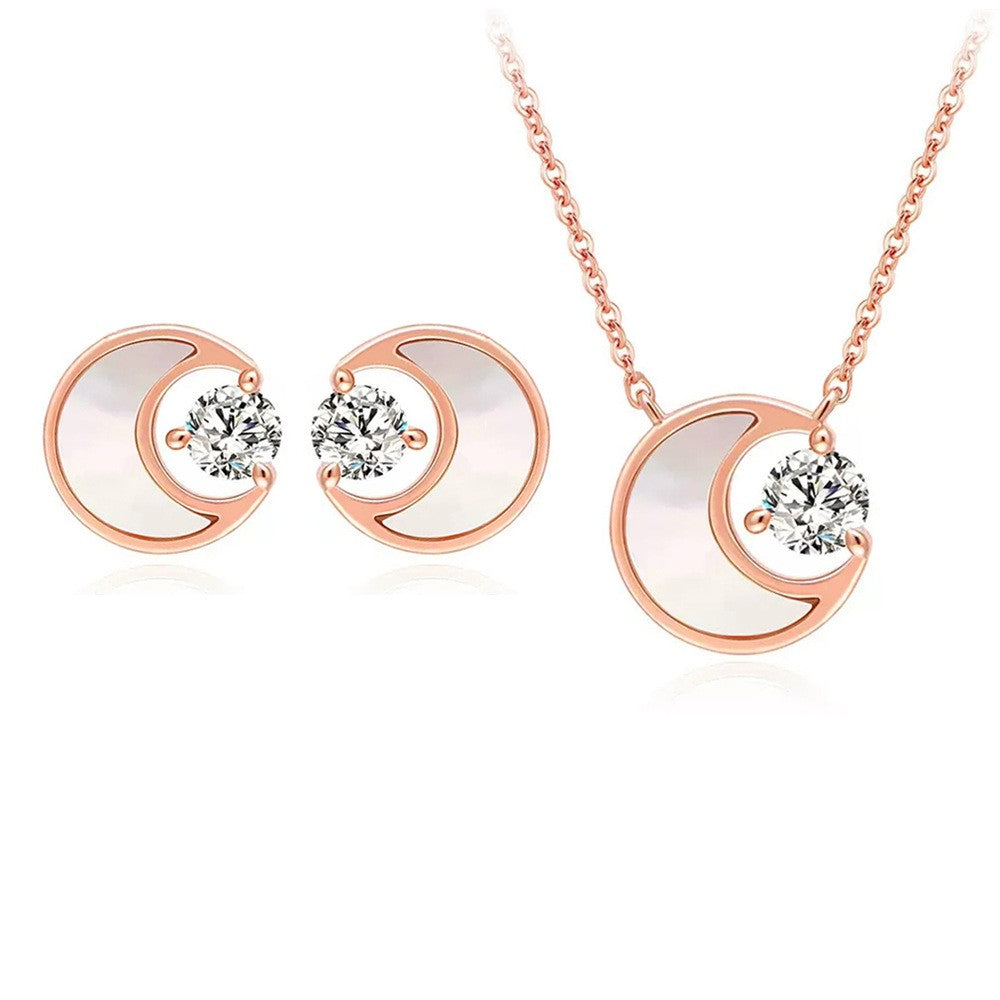 Crescent Moon & Crystal Jewelry Set