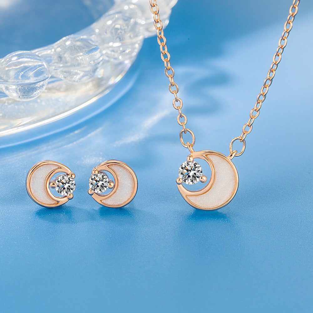 Crescent Moon & Crystal Jewelry Set