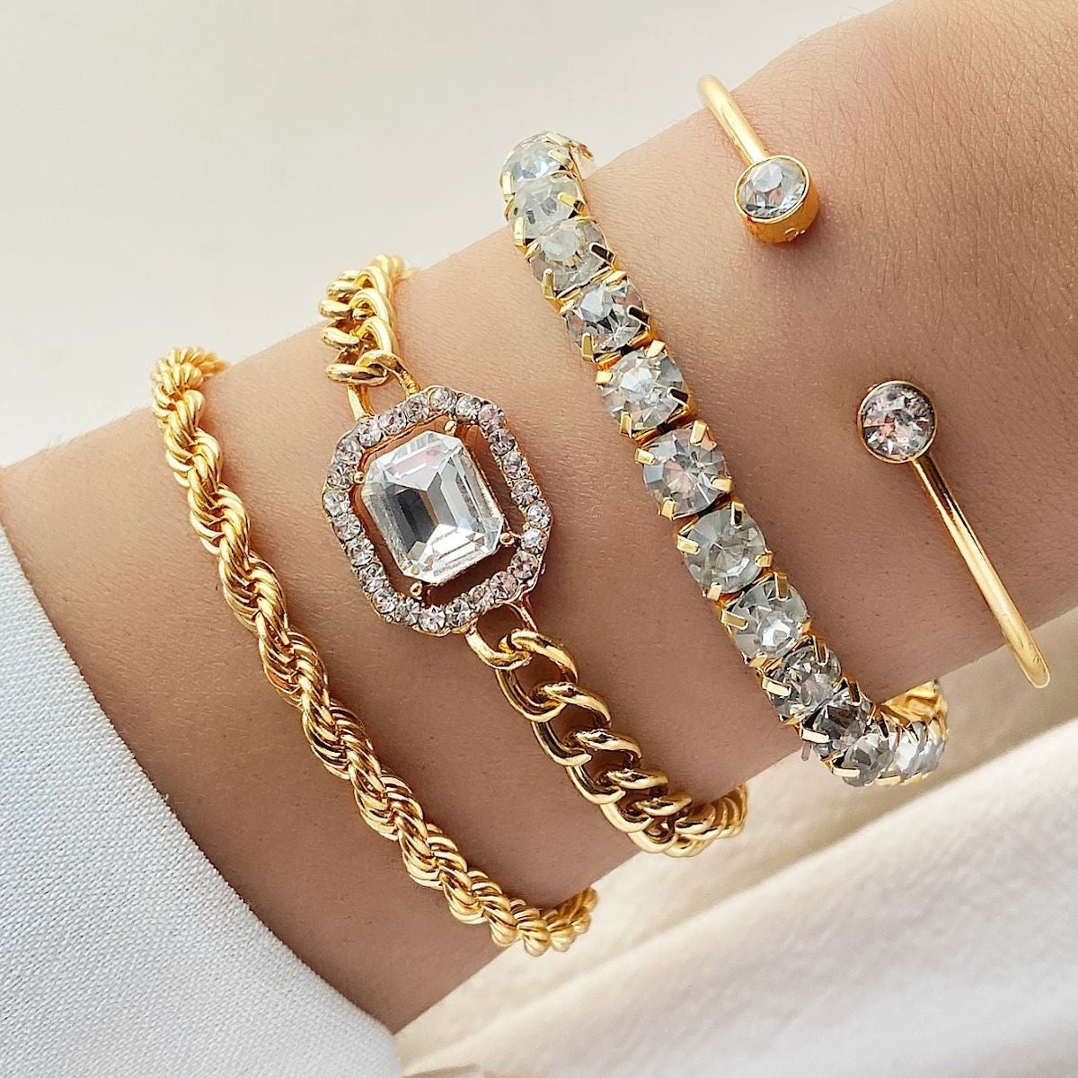 Crystal & Chain Bracelet Set