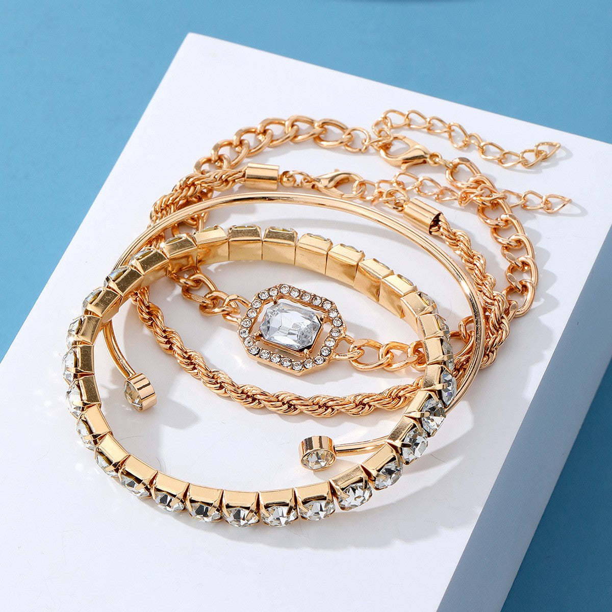 Crystal & Chain Bracelet Set
