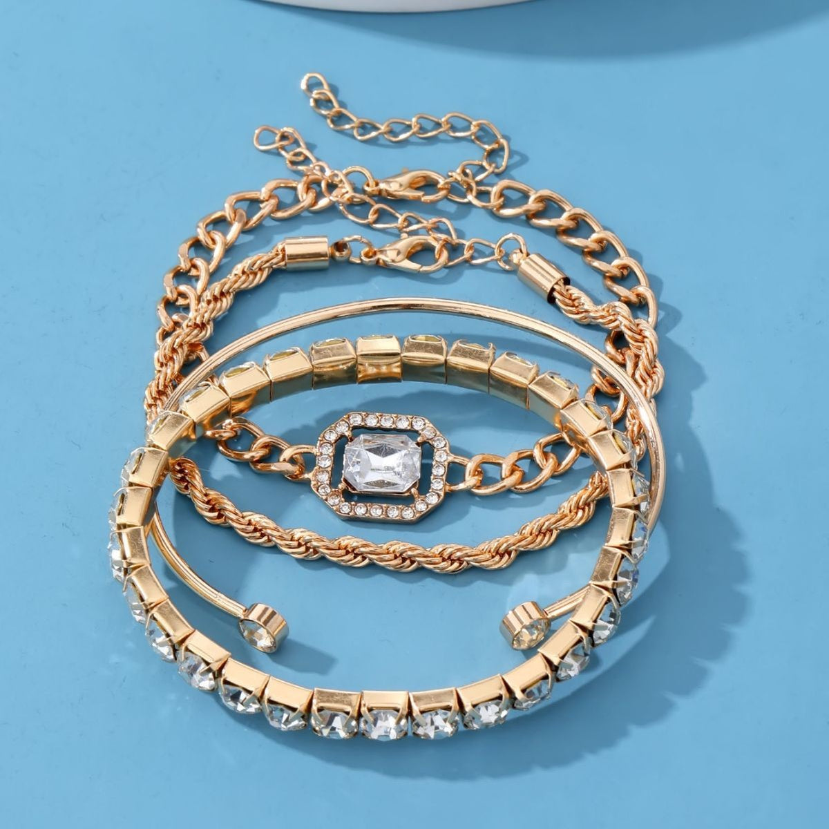 Crystal & Chain Bracelet Set