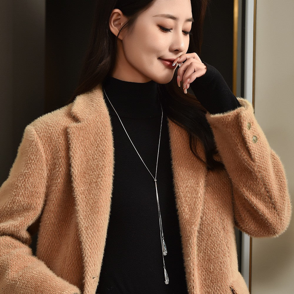Crystal Teardrop Lariat Necklace