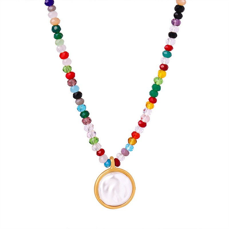 Colorful Bead Baroque Pearl Necklace