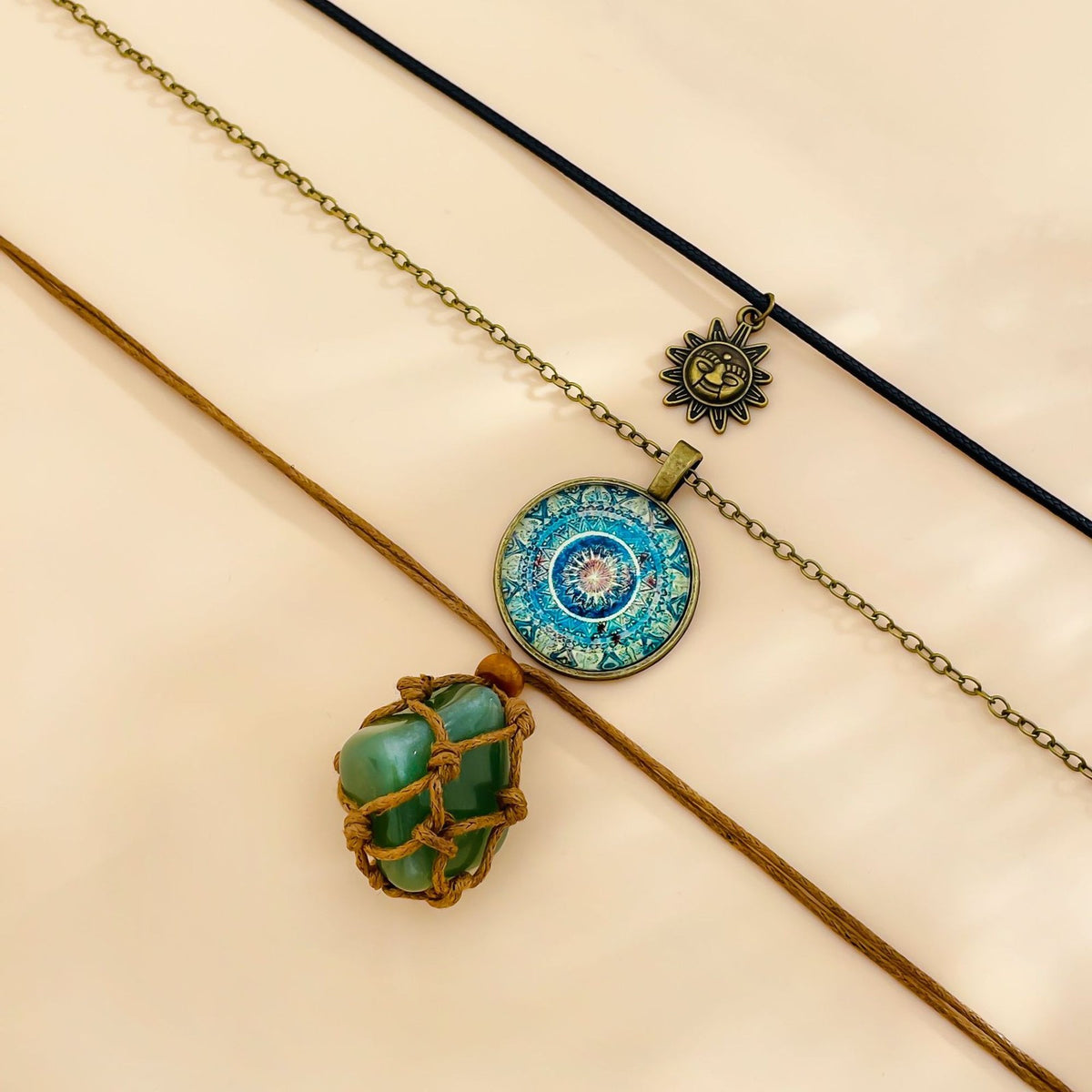 Layered Turquoise & Eye Pendant Necklace