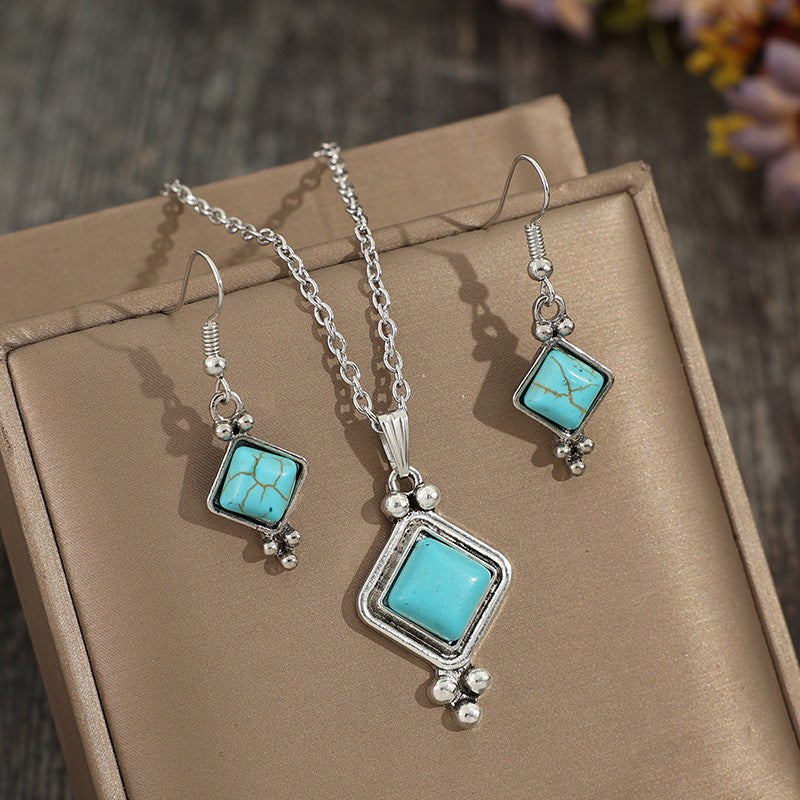 Turquoise Square Drop Jewelry Set