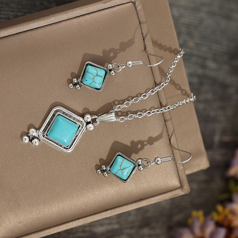 Turquoise Square Drop Jewelry Set
