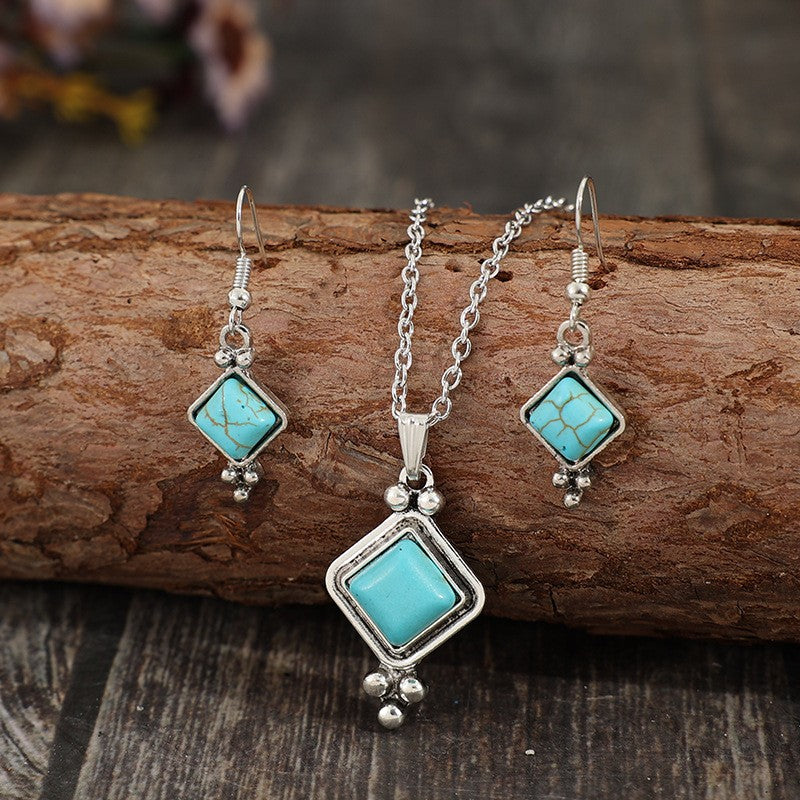 Turquoise Square Drop Jewelry Set