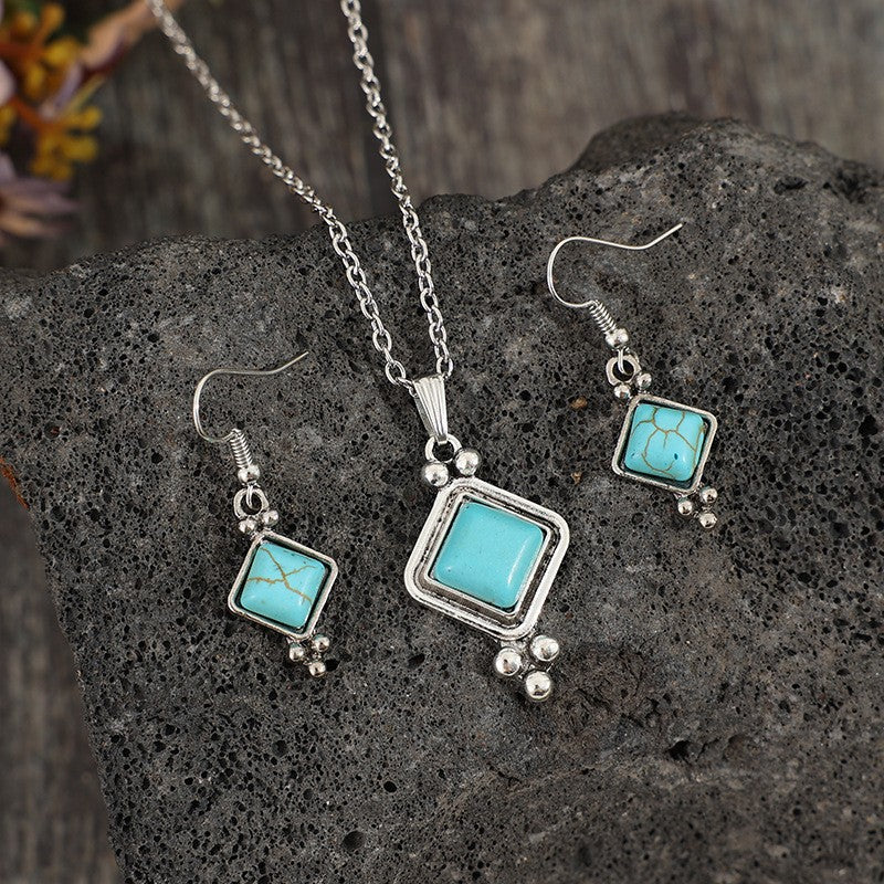 Turquoise Square Drop Jewelry Set