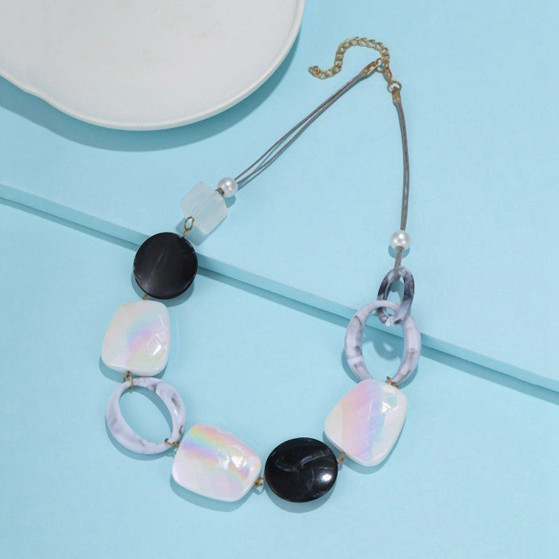 Iridescent Geometric Statement Necklace