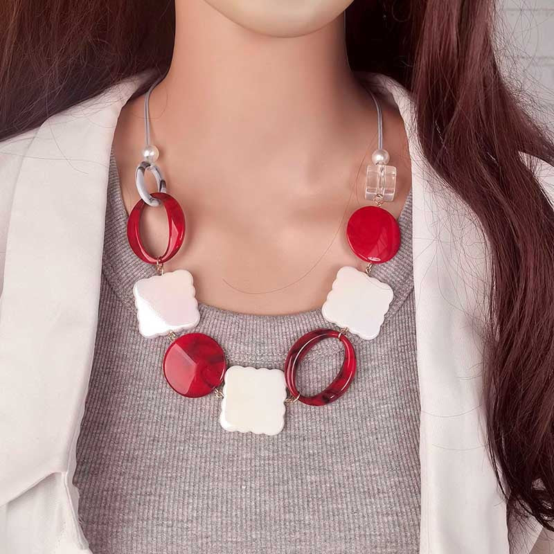 Iridescent Geometric Statement Necklace
