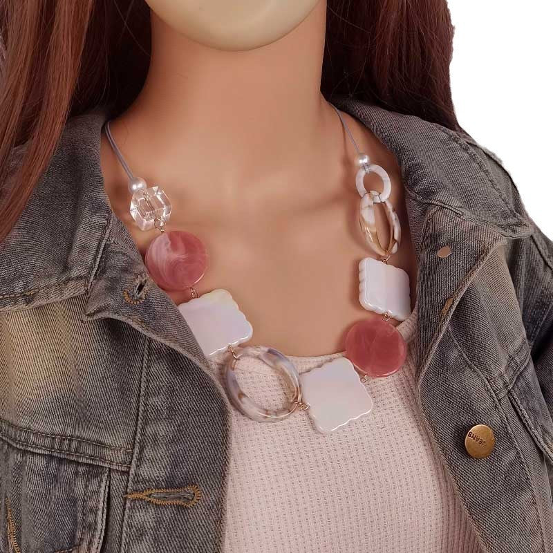 Iridescent Geometric Statement Necklace