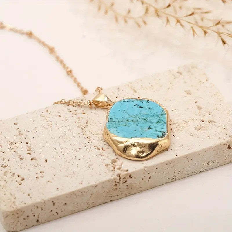 Irregular Turquoise Slice Necklace