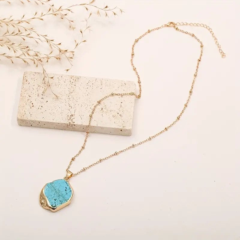 Irregular Turquoise Slice Necklace